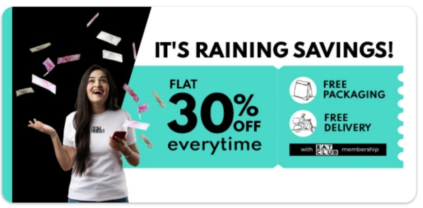 EatClub : Rs.200 OFF + FREE Delivery + 30% Off on orders