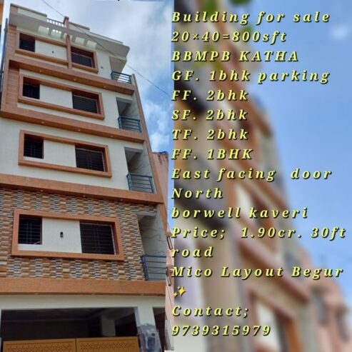 Building for Sale @ Bengaluru – 1.9 Crores