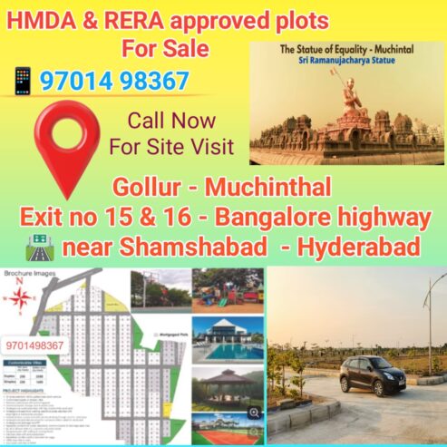 Open villa plots with spot registrations in Gollur – Muchinthal | Vasudaika henley woods | Henley woods | Plots near Shamshabad | Hyderabad plots