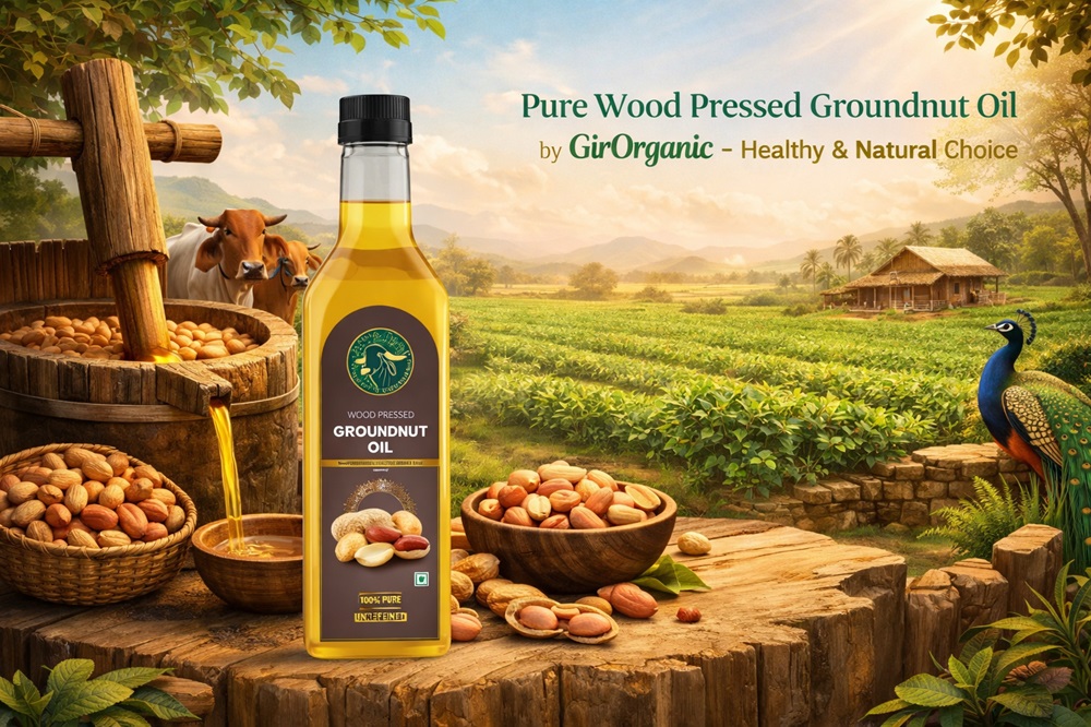 Pure Wood Pressed Groundnut Oil by GirOrganic – Healthy & Natural Choice