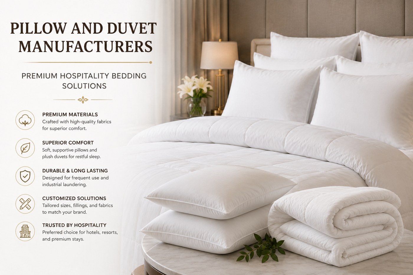 Elevate Guest Comfort with Pillow and Duvet Manufacturers from Fabline