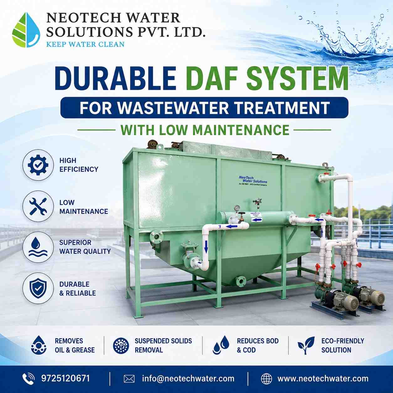 Durable DAF System for Wastewater Treatment with Low Maintenance