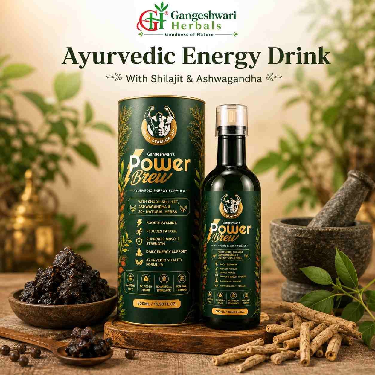 Shilajit & Ashwagandha Energy Drink for an Active Lifestyle