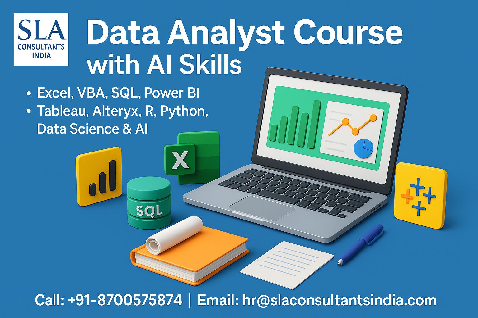 Data Analyst Training Course in Delhi | Free Alteryx, Prompt Engineering in Analytics and Gen AI Skills with IBM Certification Support, Career Transformation Program by SLA Consultants India