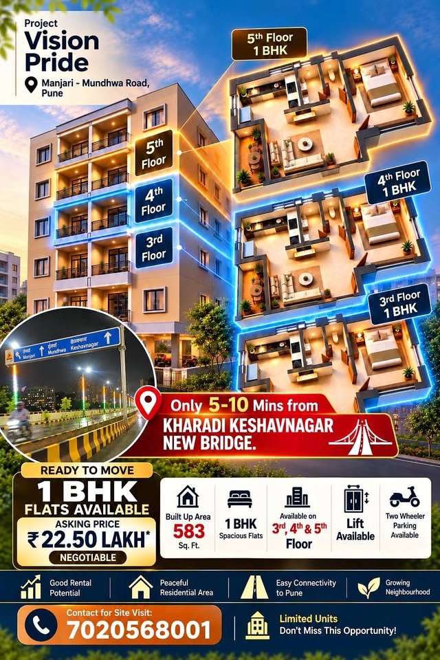 1BHK Flat sale at Pune for 22.5 Lacs