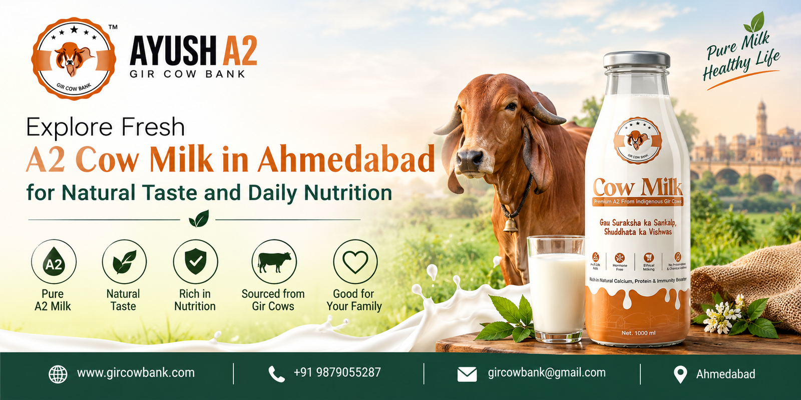 Explore Fresh A2 Cow Milk in Ahmedabad for Natural Taste and Daily Nutrition