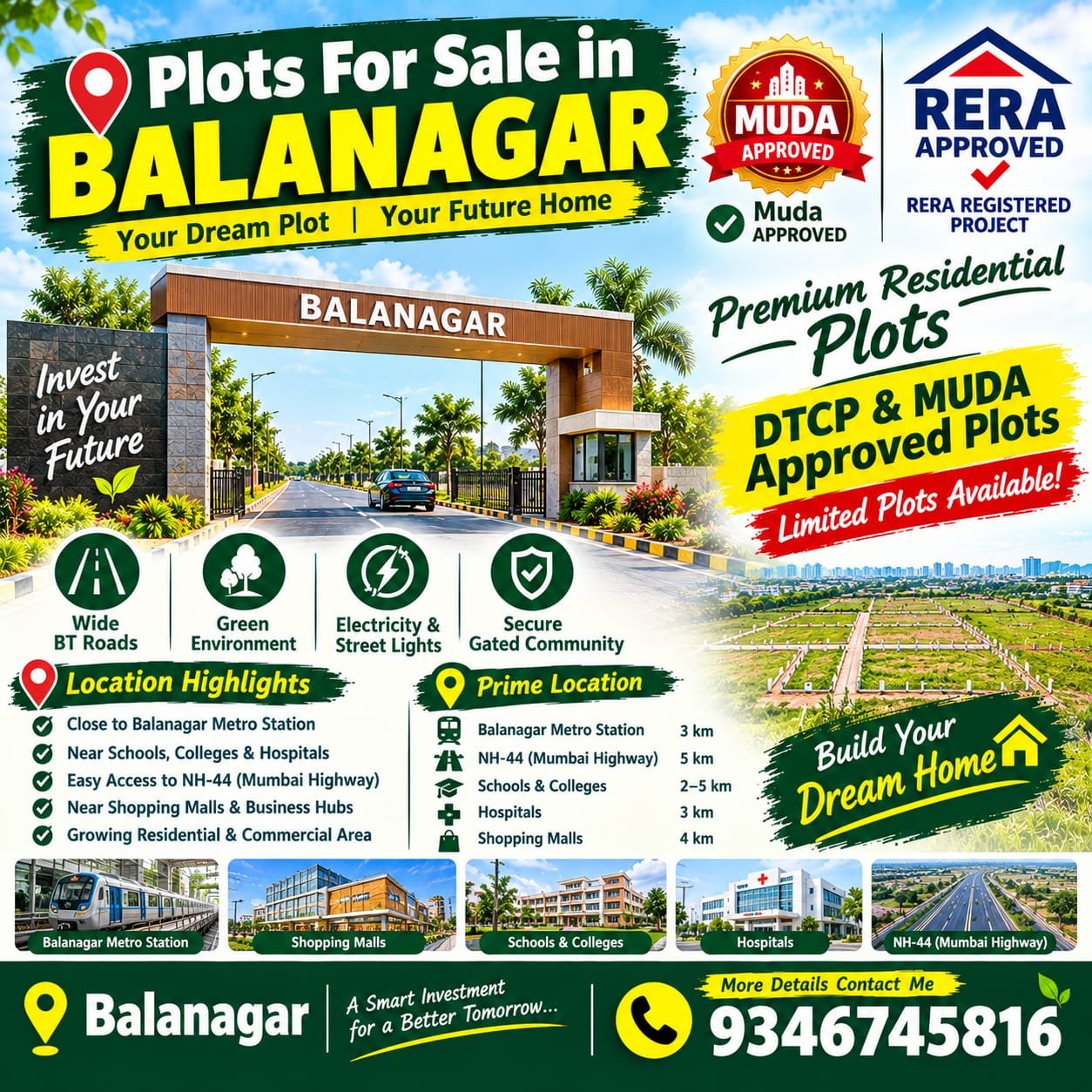 Plots for Sale in Balanagar, Hyderabad Call me 9346745816