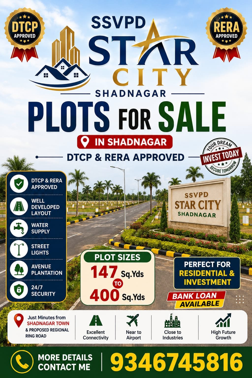 Plots for Sale in Shadnagar, Hyderabad Call me 9346745816