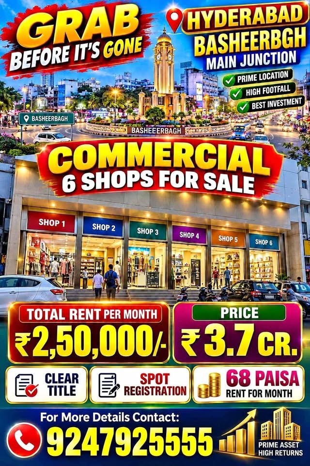 Commercial – 6 Shops for Sale at Basheerbagh