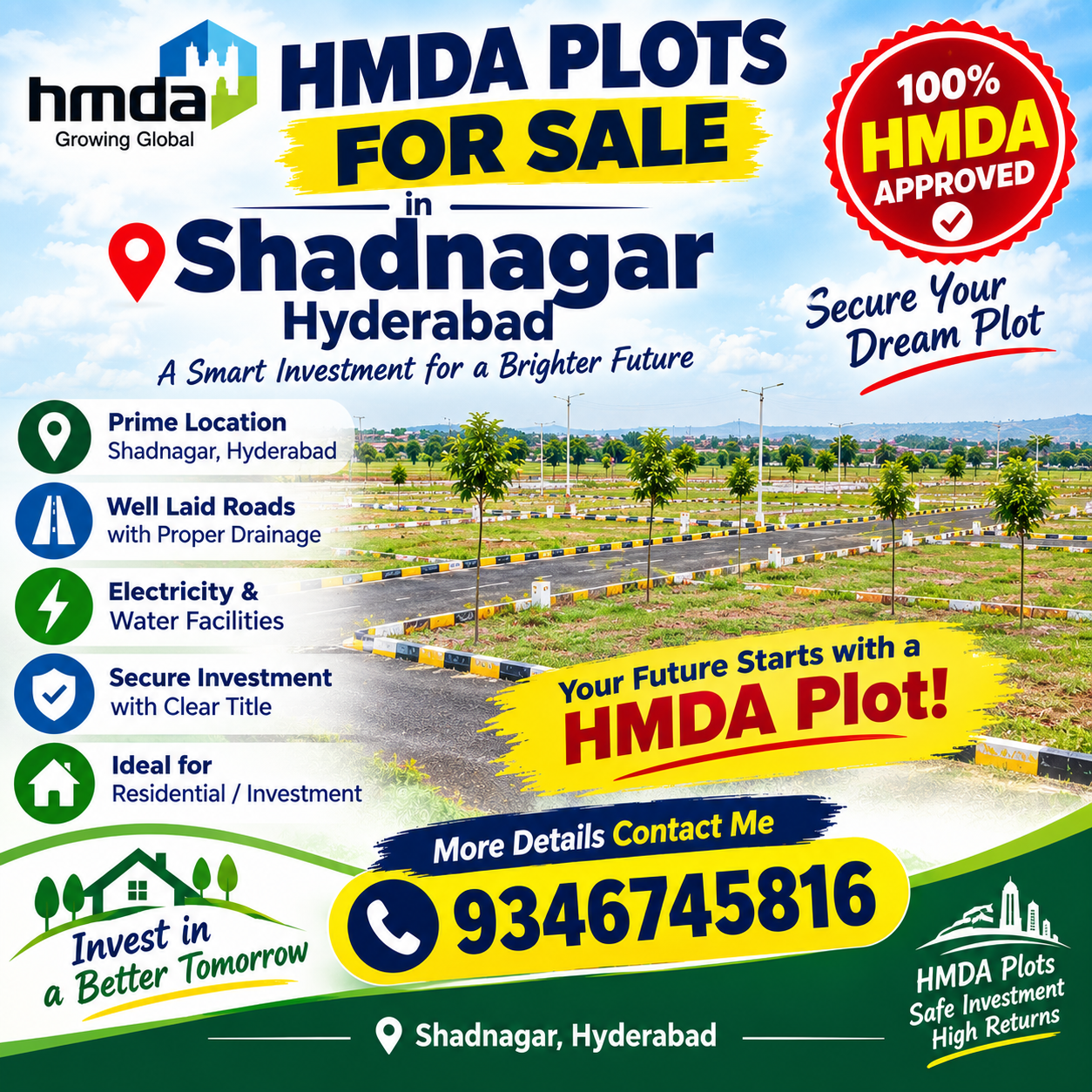HMDA Plots for sale in Shadnagar