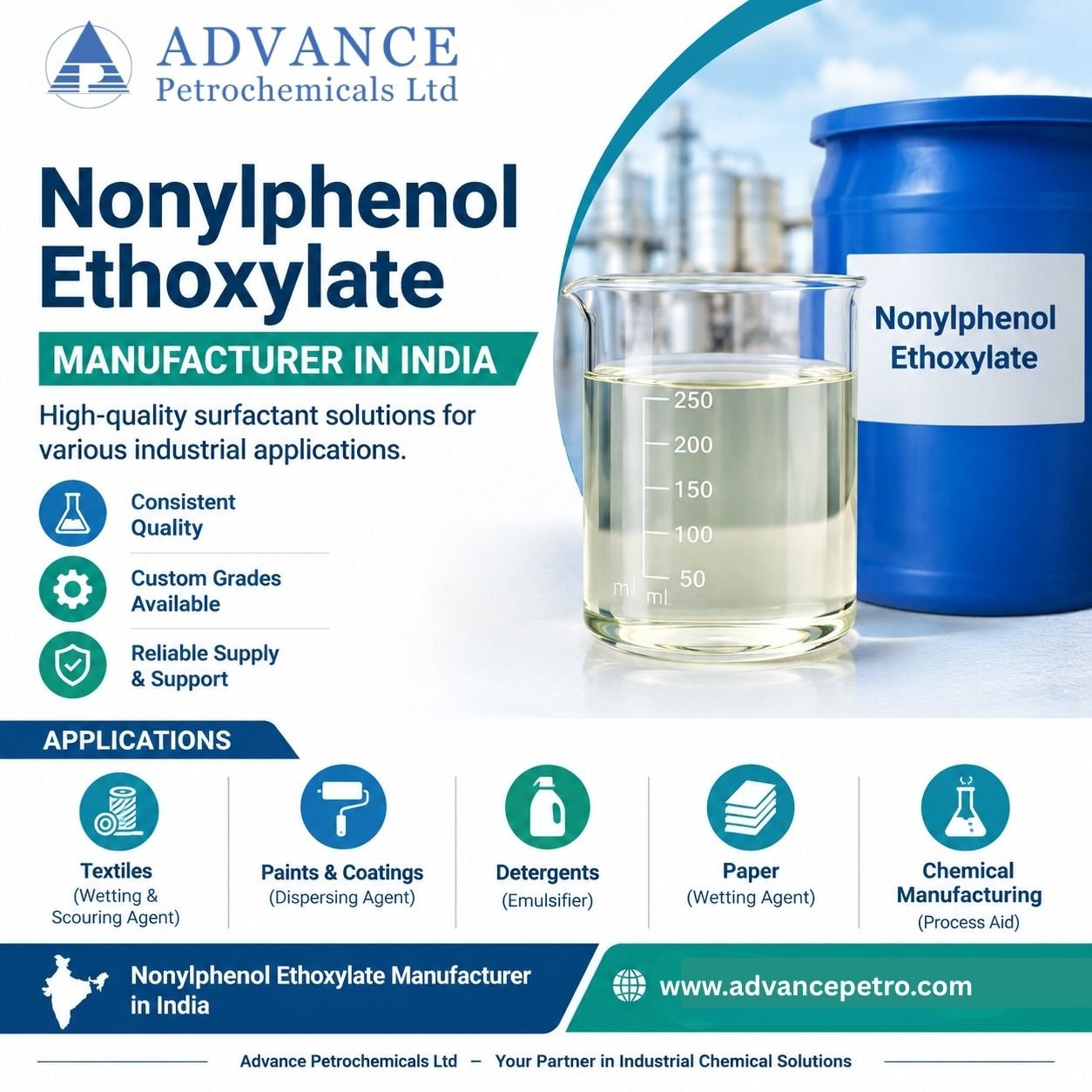 Nonylphenol Ethoxylate Manufacturer in India | Advance Petrochemicals Ltd